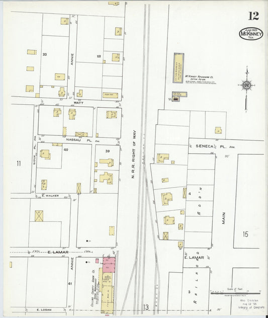 Sanborn Fire Insurance Map from McKinney, Collin County, Texas (1920), Sheet #0012 - Historic Sanborn Fire Insurance Map Print, vintage old map wall art, antique decor, genealogy gift, Texas Texas map
