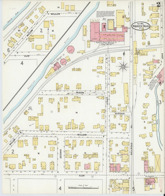 Sanborn Fire Insurance Map from Hoosick Falls, Rensselaer County, New York (1904), Sheet #0002 - Historic Sanborn Fire Insurance Map Print, vintage old map wall art, antique decor, genealogy gift, New York New York map