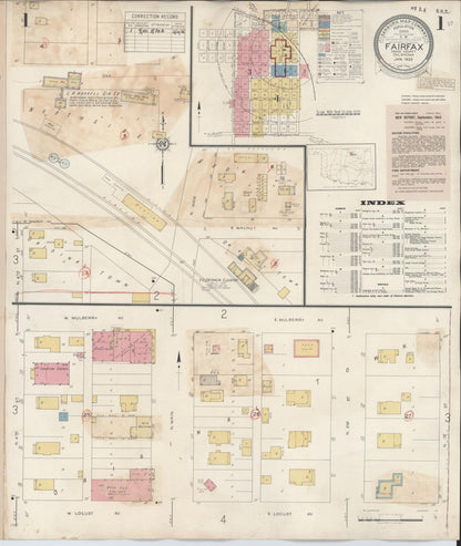 Sanborn Fire Insurance Map from Fairfax, Osage County, Oklahoma (1943), Sheet #0001 - Complete Map Set gallery image, historic Sanborn map, vintage wall art, Oklahoma Oklahoma