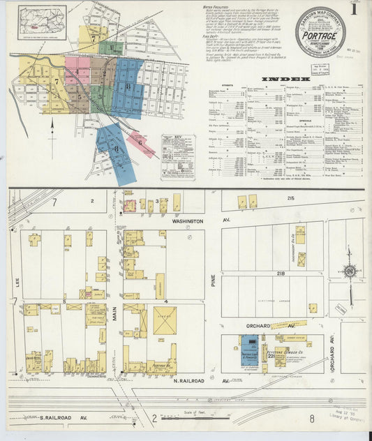 Sanborn Fire Insurance Map from Portage, Cambria County, Pennsylvania (1916), Sheet #0001 - Historic Sanborn Fire Insurance Map Print, vintage old map wall art, antique decor, genealogy gift, Pennsylvania Pennsylvania map