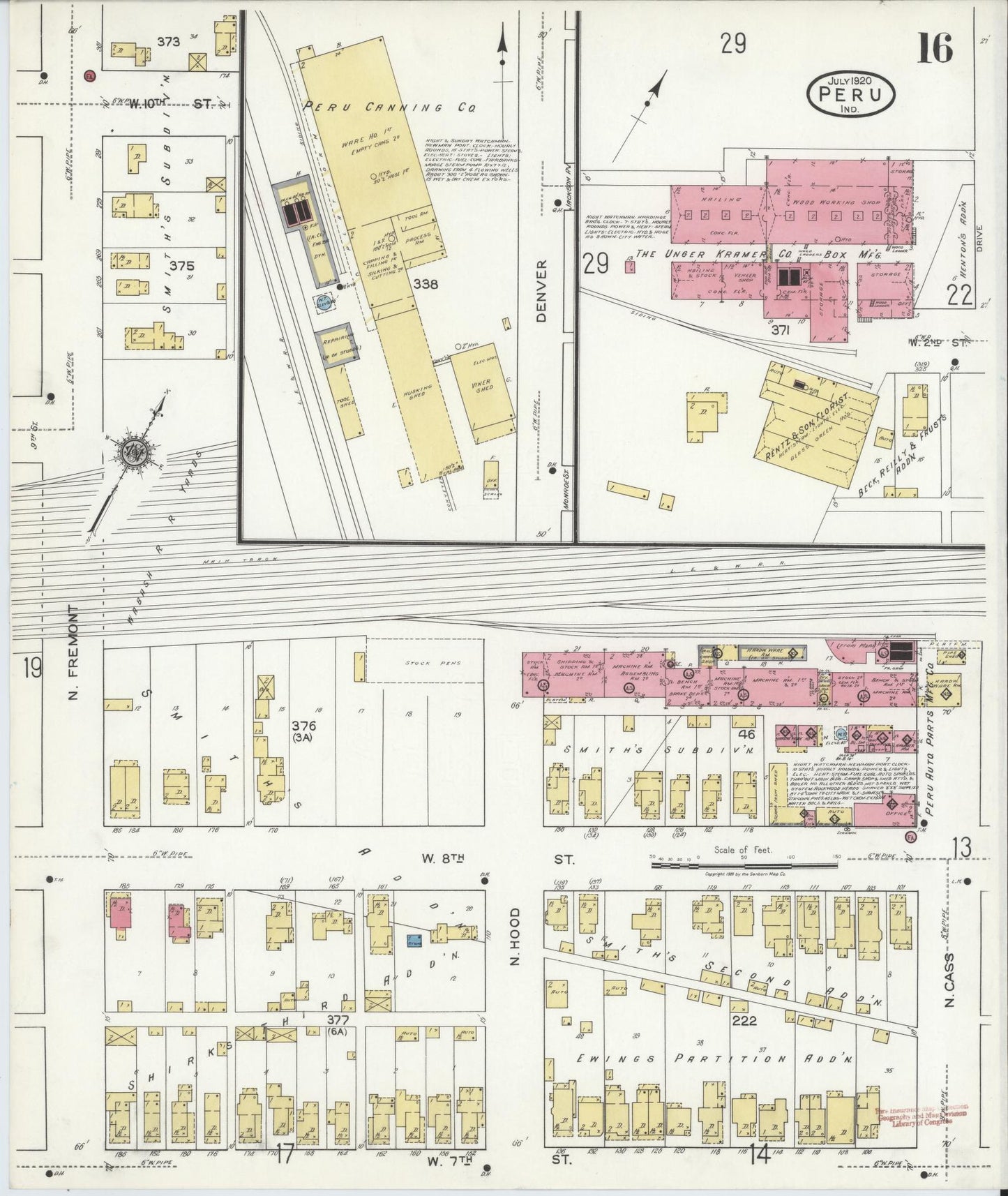 Sanborn Fire Insurance Map from Peru, Miami County, Indiana (1920), Sheet #0016 - Historic Sanborn Fire Insurance Map Print, vintage old map wall art, antique decor, genealogy gift, Indiana Indiana map
