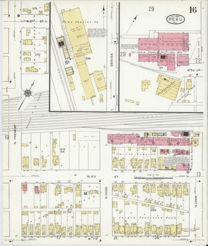 Sanborn Fire Insurance Map from Peru, Miami County, Indiana (1920), Sheet #0016 - Historic Sanborn Fire Insurance Map Print, vintage old map wall art, antique decor, genealogy gift, Indiana Indiana map