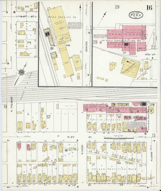 Sanborn Fire Insurance Map from Peru, Miami County, Indiana (1920), Sheet #0016 - Historic Sanborn Fire Insurance Map Print, vintage old map wall art, antique decor, genealogy gift, Indiana Indiana map