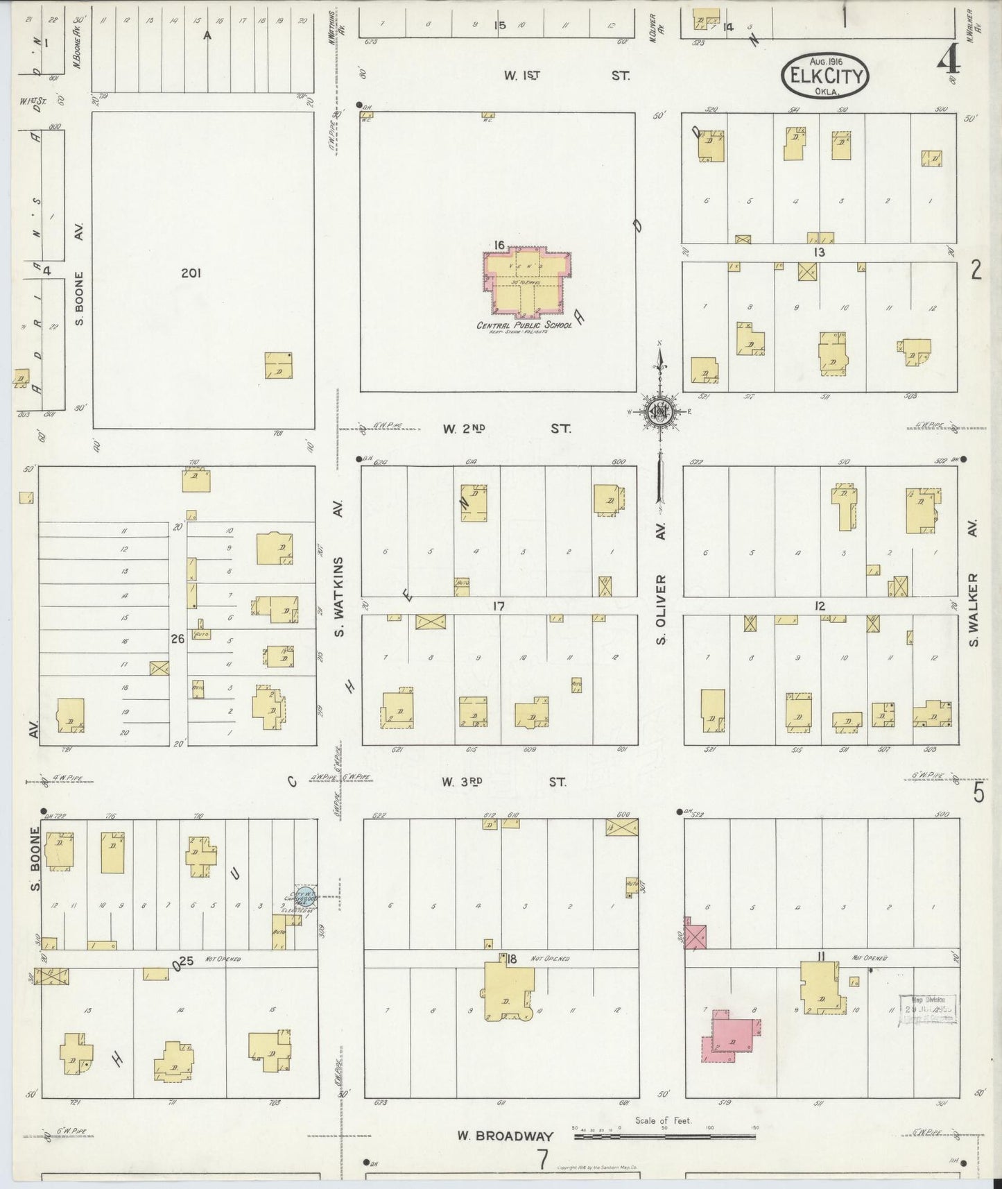 Sanborn Fire Insurance Map from Elk City, Beckham County, Oklahoma (1916), Sheet #0004 - Complete Map Set gallery image, historic Sanborn map, vintage wall art, Oklahoma Oklahoma