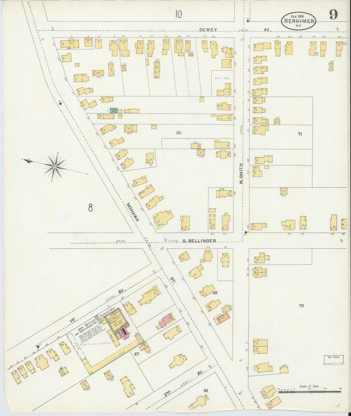 Sanborn Fire Insurance Map from Herkimer, Herkimer County, New York (1906), Sheet #0009 - Complete Map Set gallery image, historic Sanborn map, vintage wall art, New York New York