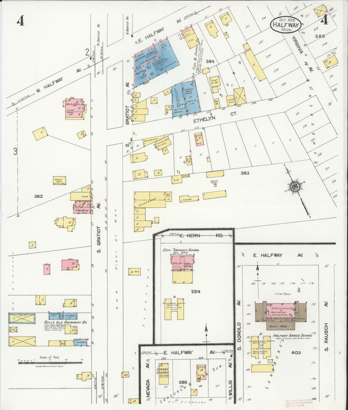 Sanborn Fire Insurance Map from Halfway, Macomb County, Michigan (1925), Sheet #0004 - Complete Map Set gallery image, historic Sanborn map, vintage wall art, Michigan Michigan