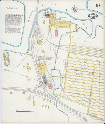 Sanborn Fire Insurance Map from Cloquet, Carlton County, Minnesota (1905), Sheet #0019 - Complete Map Set gallery image, historic Sanborn map, vintage wall art, Minnesota Minnesota