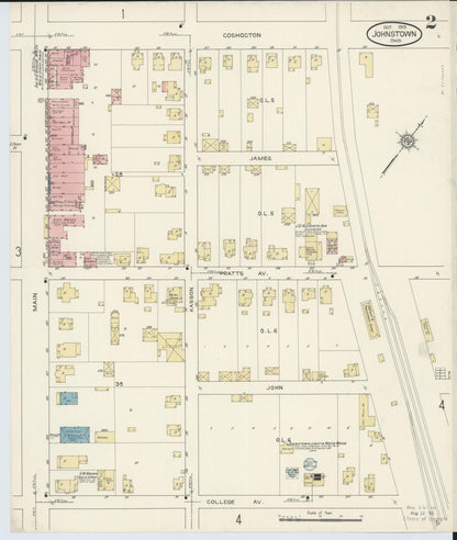 Sanborn Fire Insurance Map from Johnstown, Licking County, Ohio (1913), Sheet #0002 - Complete Map Set gallery image, historic Sanborn map, vintage wall art, Ohio Ohio
