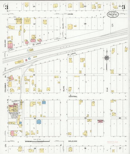 Sanborn Fire Insurance Map from Pacific, Franklin County, Missouri (1929), Sheet #0003 - Historic Sanborn Fire Insurance Map Print, vintage old map wall art, antique decor, genealogy gift, Missouri Missouri map