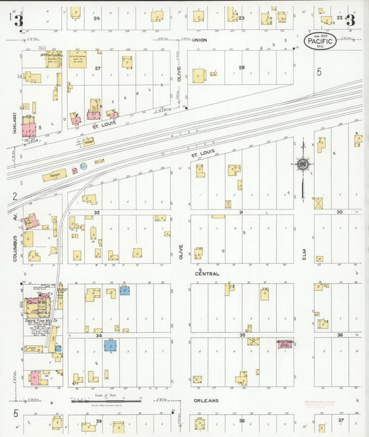 Sanborn Fire Insurance Map from Pacific, Franklin County, Missouri (1929), Sheet #0003 - Historic Sanborn Fire Insurance Map Print, vintage old map wall art, antique decor, genealogy gift, Missouri Missouri map