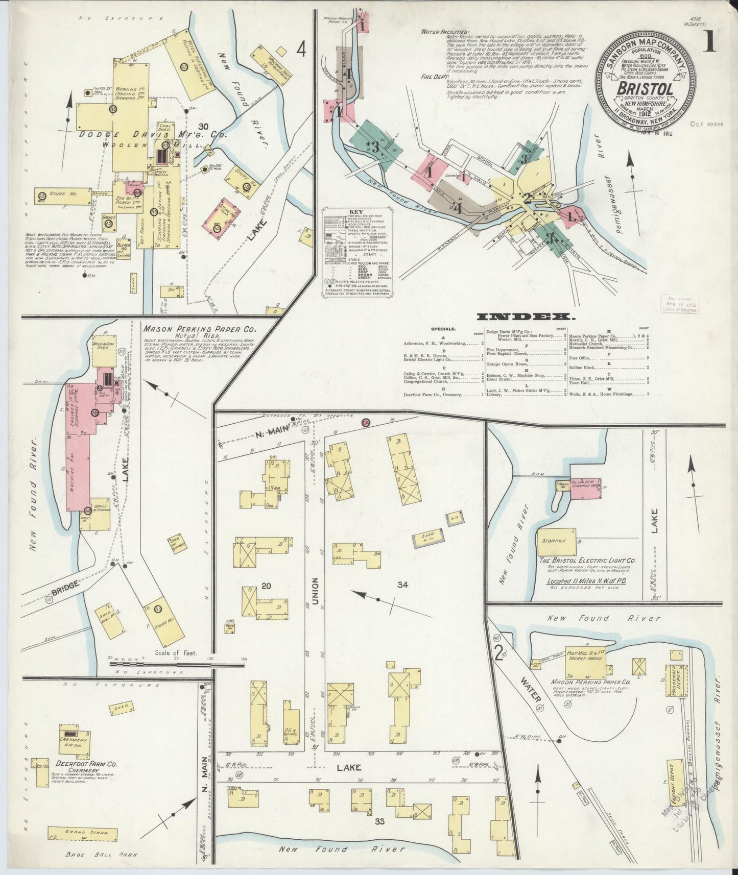 Sanborn Fire Insurance Map from Bristol, Grafton County, New Hampshire. (1912) – Historic Sanborn Fire Insurance Map Print