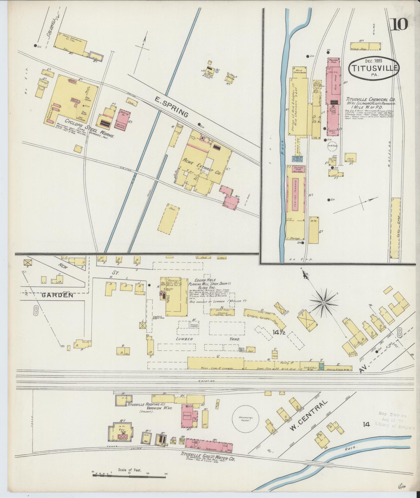 Sanborn Fire Insurance Map from Titusville, Crawford County, Pennsylvania (1893), Sheet #0010 - Complete Map Set gallery image, historic Sanborn map, vintage wall art, Pennsylvania Pennsylvania