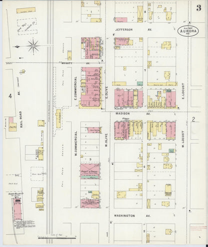 Sanborn Fire Insurance Map from Aurora, Lawrence County, Missouri (1897), Sheet #0003 - Complete Map Set gallery image, historic Sanborn map, vintage wall art, Missouri Missouri