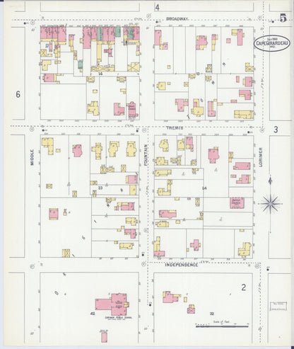 Sanborn Fire Insurance Map from Cape Girardeau, Cape Girardeau County, Missouri (1900), Sheet #0005 - Complete Map Set gallery image, historic Sanborn map, vintage wall art, Missouri Missouri