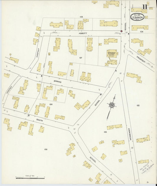 Sanborn Fire Insurance Map from Lebanon, Grafton County, New Hampshire (1912), Sheet #0011 - Historic Sanborn Fire Insurance Map Print, vintage old map wall art, antique decor, genealogy gift, New Hampshire New Hampshire map
