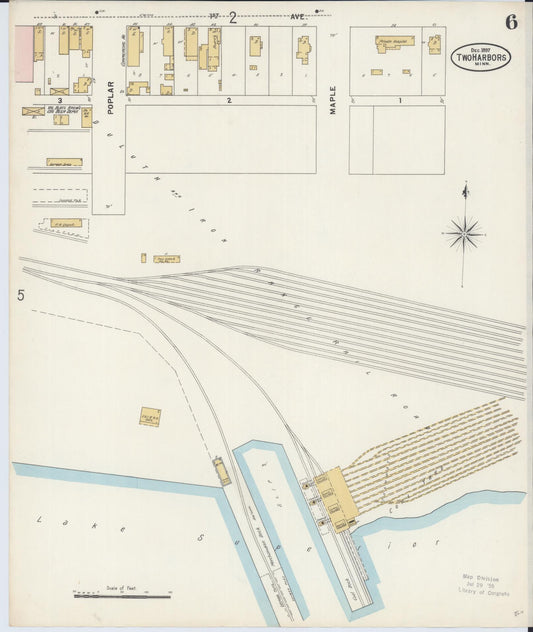 Sanborn Fire Insurance Map from Two Harbors, Lake County, Minnesota (1897), Sheet #0006 - Historic Sanborn Fire Insurance Map Print, vintage old map wall art, antique decor, genealogy gift, Minnesota Minnesota map
