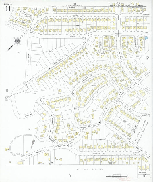 Sanborn Fire Insurance Map from Millbrae, San Mateo County, California (1949), Sheet #0011 - Historic Sanborn Fire Insurance Map Print, vintage old map wall art, antique decor, genealogy gift, California California map