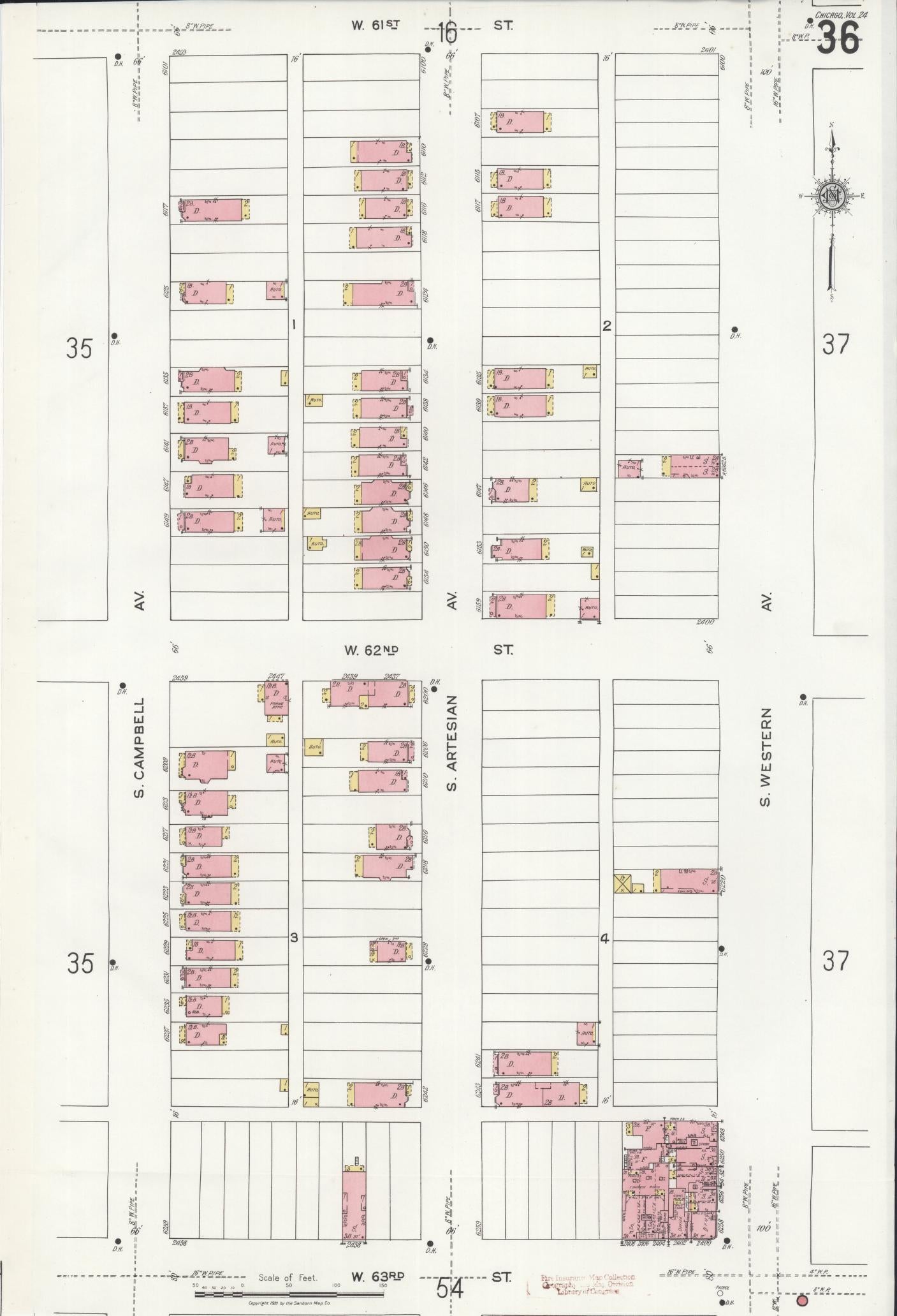 Sanborn Fire Insurance Map from Chicago, Cook County, Illinois (1920), Sheet #0036 - Historic Sanborn Fire Insurance Map Print, vintage old map wall art, antique decor, genealogy gift, Illinois Illinois map