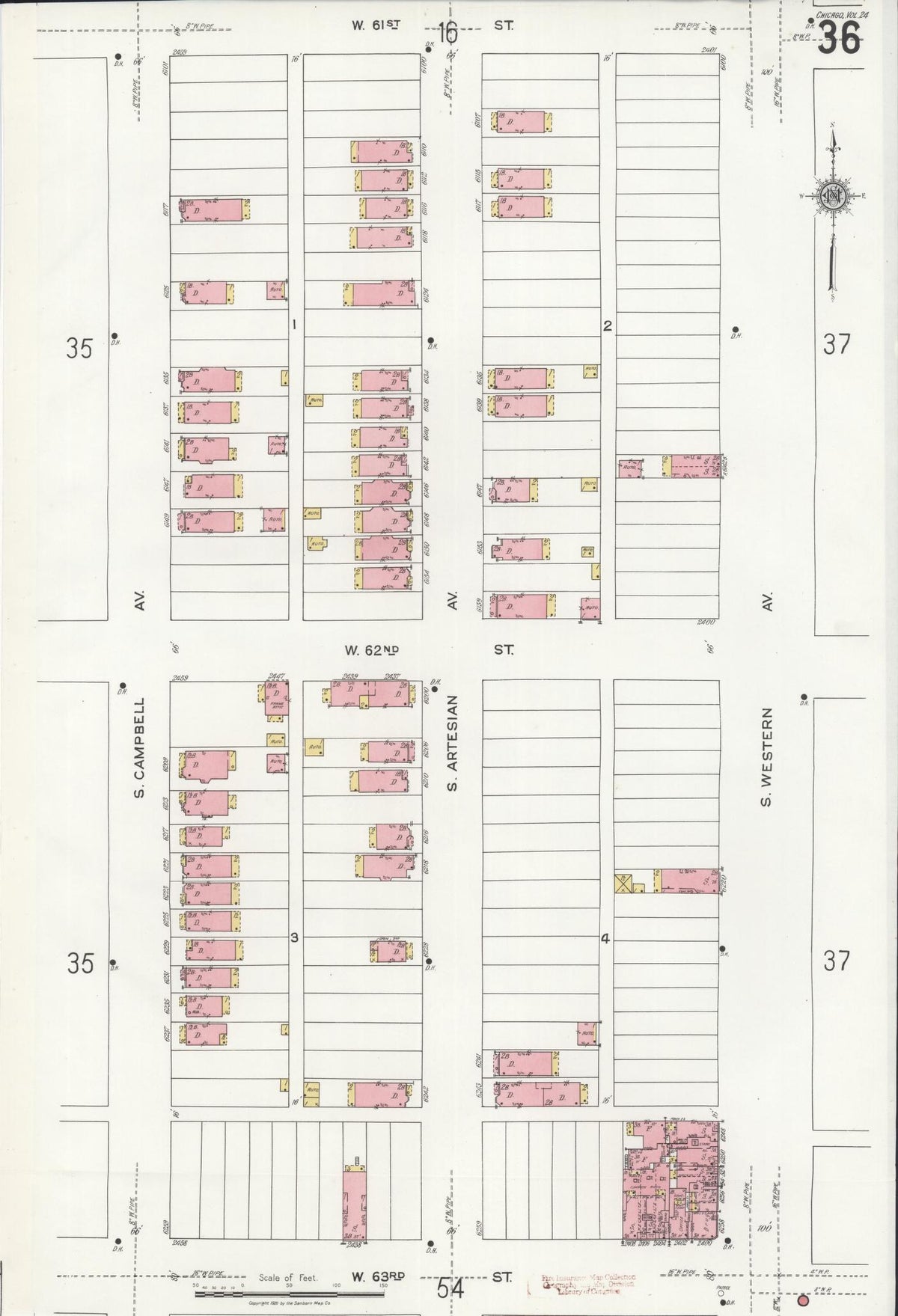 Sanborn Fire Insurance Map from Chicago, Cook County, Illinois (1920), Sheet #0036 - Historic Sanborn Fire Insurance Map Print, vintage old map wall art, antique decor, genealogy gift, Illinois Illinois map