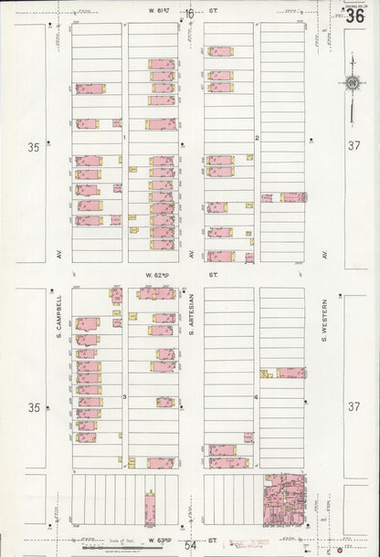 Sanborn Fire Insurance Map from Chicago, Cook County, Illinois (1920), Sheet #0036 - Historic Sanborn Fire Insurance Map Print, vintage old map wall art, antique decor, genealogy gift, Illinois Illinois map