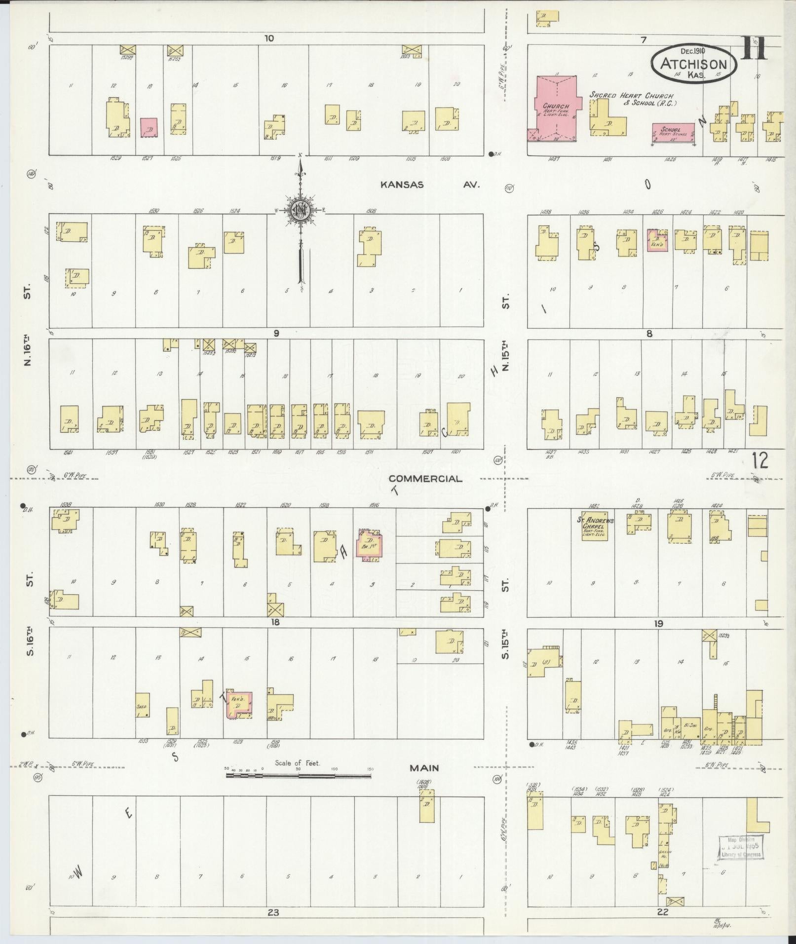 Sanborn Fire Insurance Map from Atchison, Atchison County, Kansas (1910), Sheet #0011 - Complete Map Set gallery image, historic Sanborn map, vintage wall art, Kansas Kansas