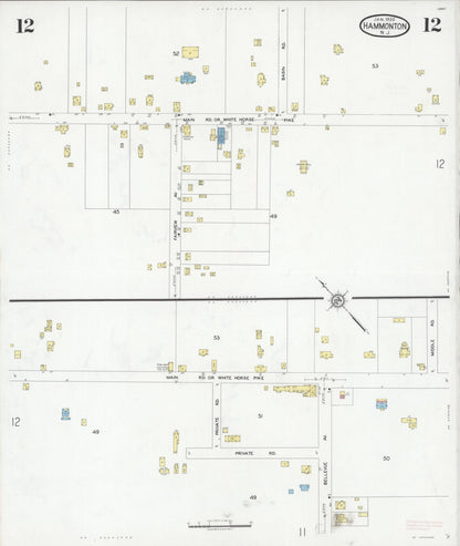 Sanborn Fire Insurance Map from Hammonton, Atlantic County, New Jersey (1930), Sheet #0012 - Historic Sanborn Fire Insurance Map Print, vintage old map wall art, antique decor, genealogy gift, New Jersey New Jersey map