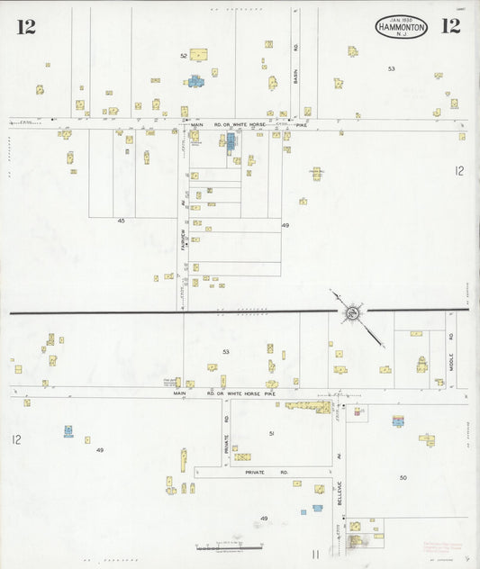 Sanborn Fire Insurance Map from Hammonton, Atlantic County, New Jersey (1930), Sheet #0012 - Historic Sanborn Fire Insurance Map Print, vintage old map wall art, antique decor, genealogy gift, New Jersey New Jersey map