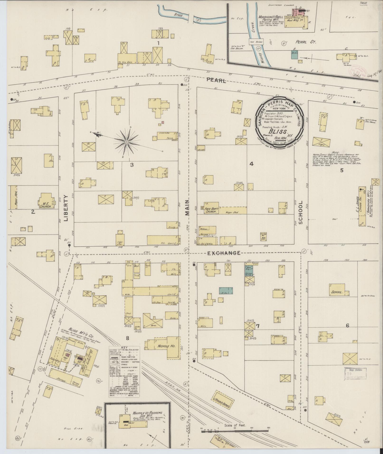 Sanborn Fire Insurance Map from Bliss, Wyoming County, New York. (1894) – Historic Sanborn Fire Insurance Map Print