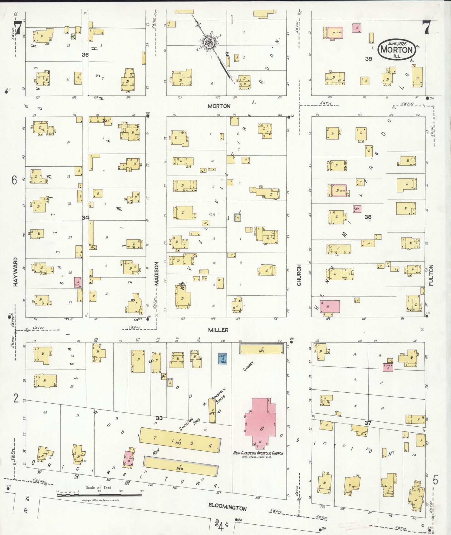 Sanborn Fire Insurance Map from Morton, Tazewell County, Illinois (1926), Sheet #0007 - Historic Sanborn Fire Insurance Map Print, vintage old map wall art, antique decor, genealogy gift, Illinois Illinois map