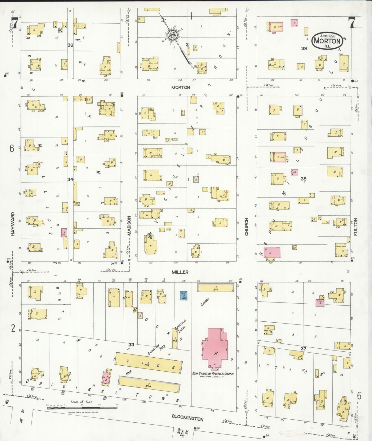 Sanborn Fire Insurance Map from Morton, Tazewell County, Illinois (1926), Sheet #0007 - Historic Sanborn Fire Insurance Map Print, vintage old map wall art, antique decor, genealogy gift, Illinois Illinois map