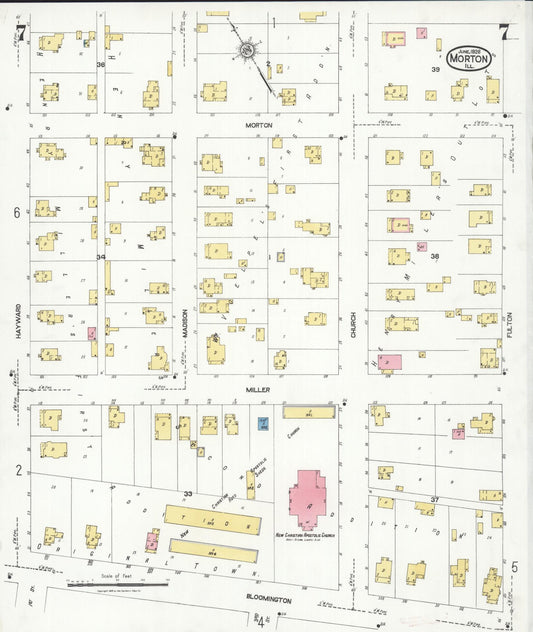 Sanborn Fire Insurance Map from Morton, Tazewell County, Illinois (1926), Sheet #0007 - Historic Sanborn Fire Insurance Map Print, vintage old map wall art, antique decor, genealogy gift, Illinois Illinois map
