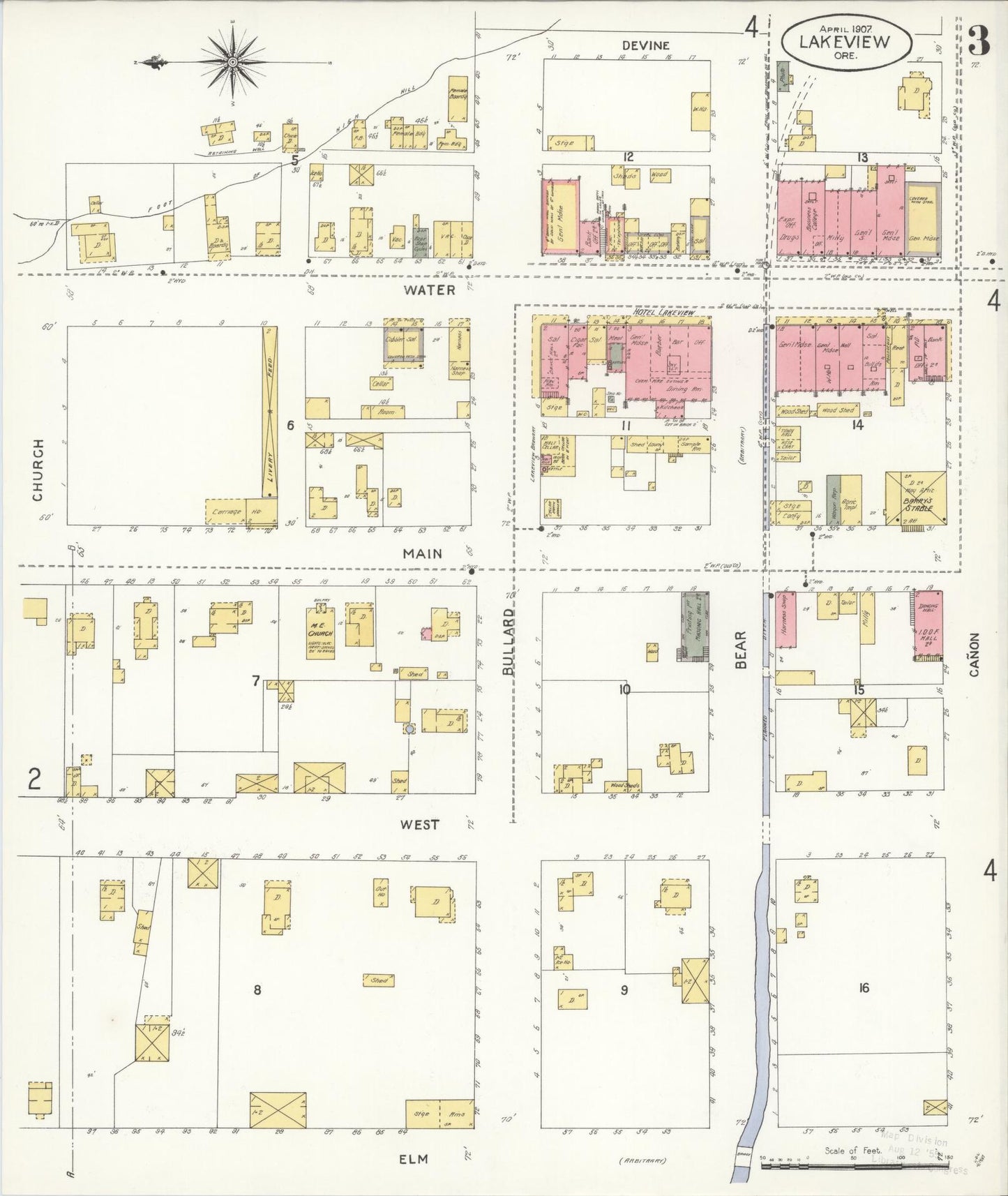 Sanborn Fire Insurance Map from Lakeview, Lake County, Oregon (1907), Sheet #0003 - Complete Map Set gallery image, historic Sanborn map, vintage wall art, Oregon Oregon