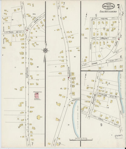 Sanborn Fire Insurance Map from Abington, Plymouth County, Massachusetts (1915), Sheet #0007 - Complete Map Set gallery image, historic Sanborn map, vintage wall art, Massachusetts Massachusetts