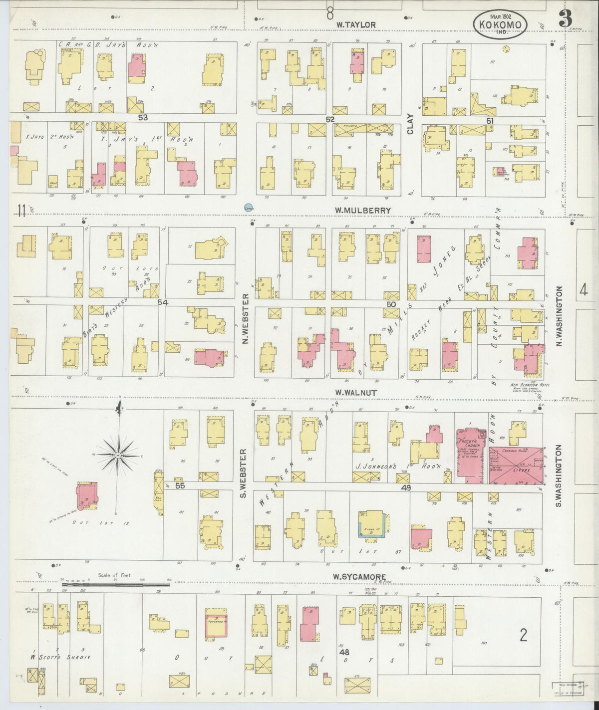 Sanborn Fire Insurance Map from Kokomo, Howard County, Indiana (1902), Sheet #0003 - Historic Sanborn Fire Insurance Map Print, vintage old map wall art, antique decor, genealogy gift, Indiana Indiana map