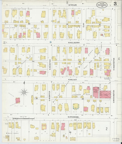 Sanborn Fire Insurance Map from Kokomo, Howard County, Indiana (1902), Sheet #0003 - Historic Sanborn Fire Insurance Map Print, vintage old map wall art, antique decor, genealogy gift, Indiana Indiana map