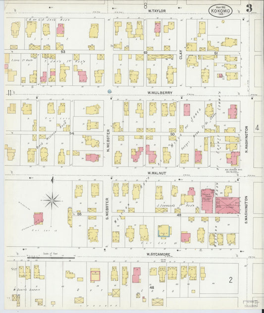 Sanborn Fire Insurance Map from Kokomo, Howard County, Indiana (1902), Sheet #0003 - Historic Sanborn Fire Insurance Map Print, vintage old map wall art, antique decor, genealogy gift, Indiana Indiana map