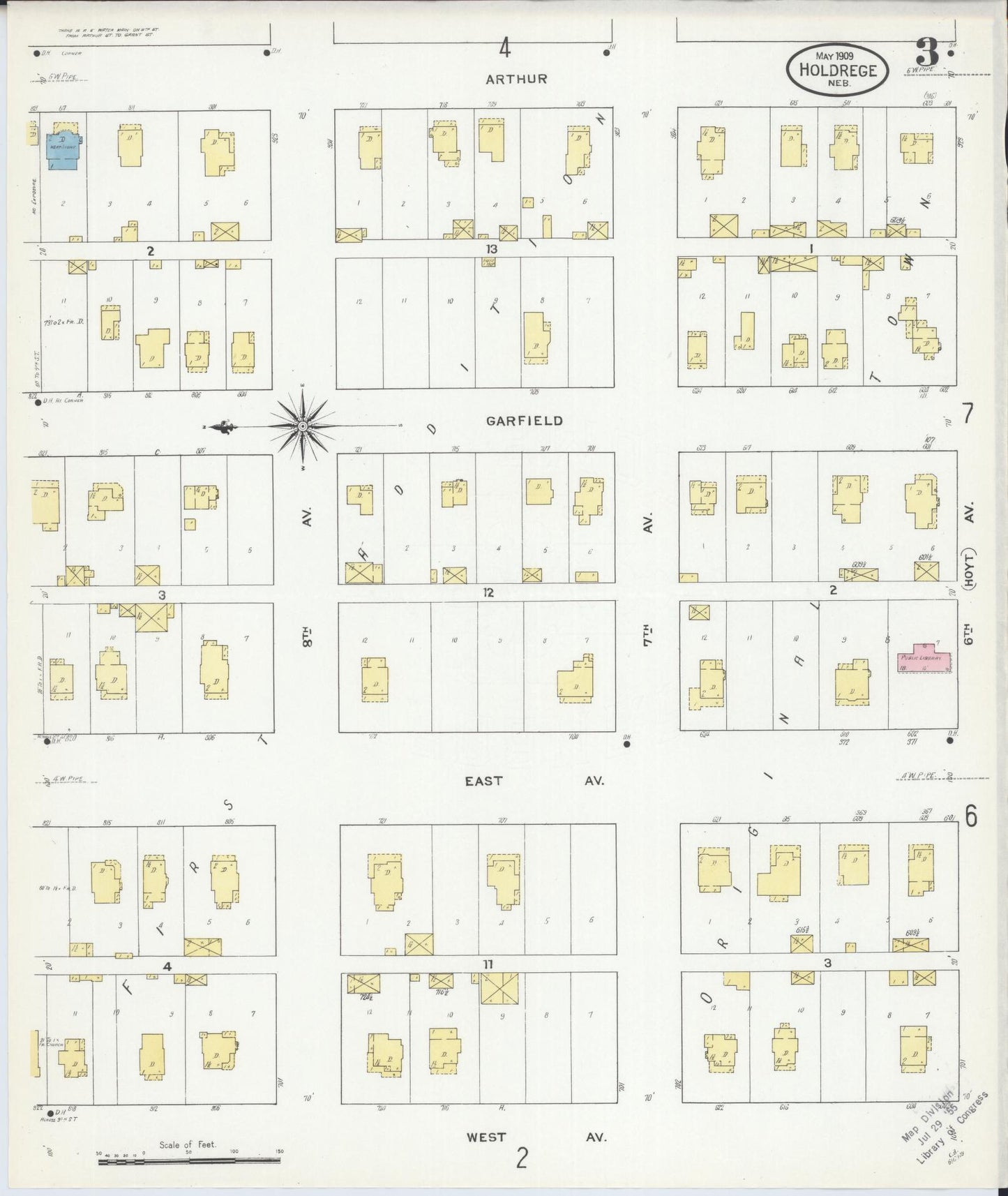 Sanborn Fire Insurance Map from Holdrege, Phelps County, Nebraska (1909), Sheet #0003 - Complete Map Set gallery image, historic Sanborn map, vintage wall art, Nebraska Nebraska