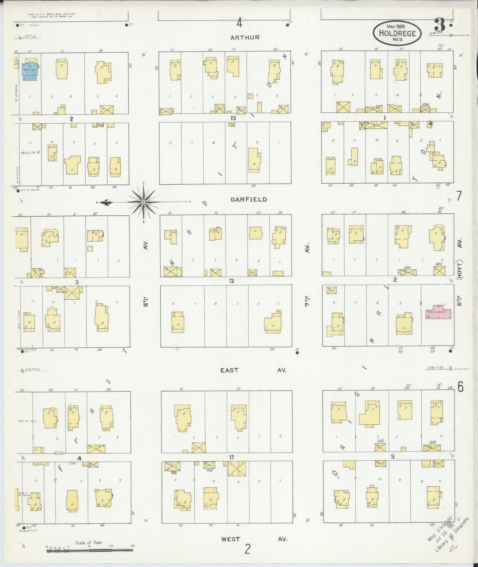 Sanborn Fire Insurance Map from Holdrege, Phelps County, Nebraska (1909), Sheet #0003 - Complete Map Set gallery image, historic Sanborn map, vintage wall art, Nebraska Nebraska