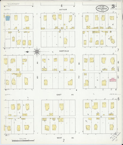 Sanborn Fire Insurance Map from Holdrege, Phelps County, Nebraska (1909), Sheet #0003 - Complete Map Set gallery image, historic Sanborn map, vintage wall art, Nebraska Nebraska