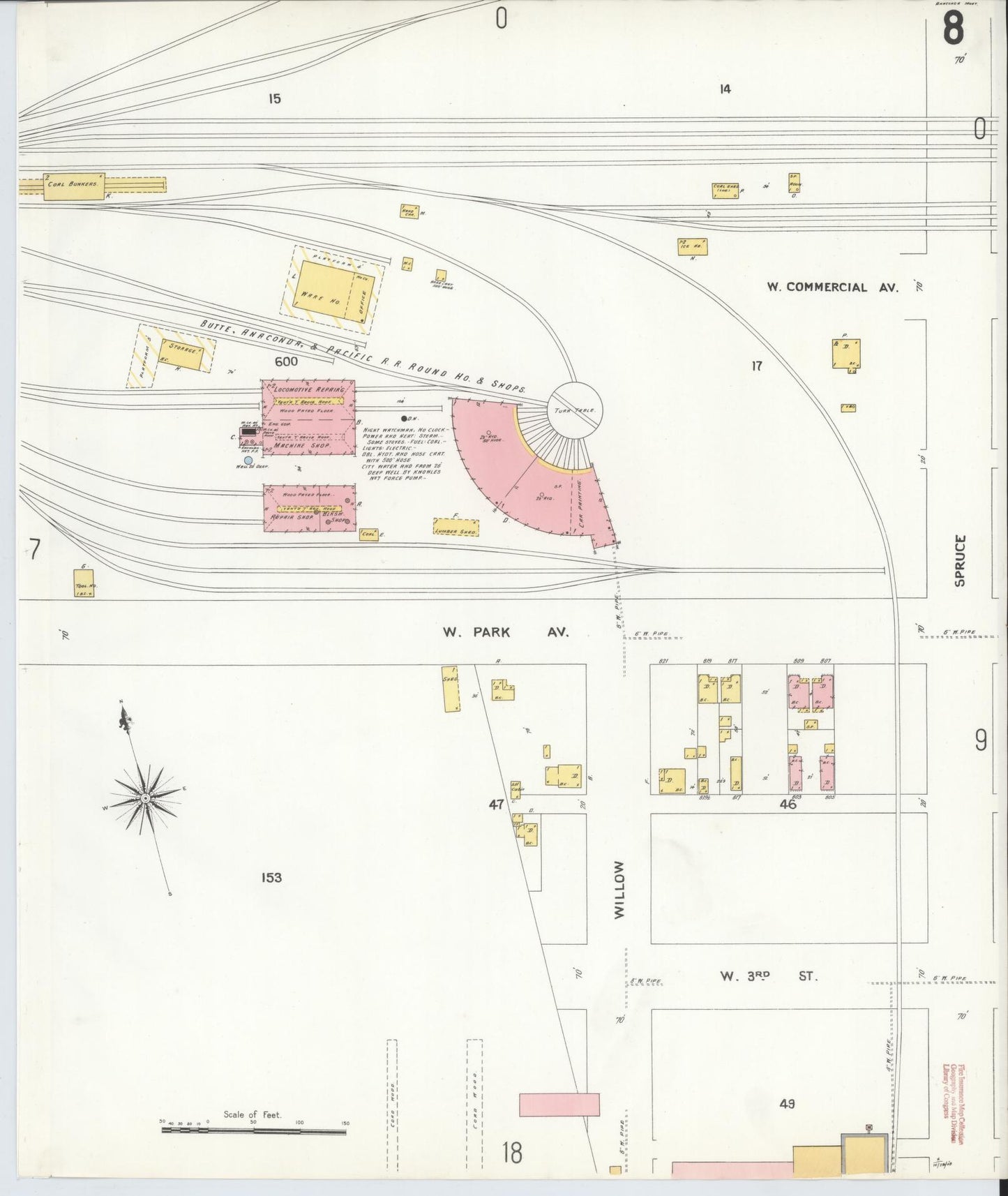 Sanborn Fire Insurance Map from Anaconda, Deer Lodge County, Montana (1903), Sheet #0008 - Historic Sanborn Fire Insurance Map Print, vintage old map wall art, antique decor, genealogy gift, Montana Montana map