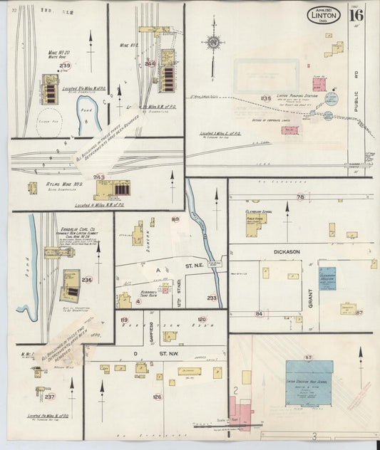 Sanborn Fire Insurance Map from Linton, Greene County, Indiana (1948), Sheet #0016 - Historic Sanborn Fire Insurance Map Print, vintage old map wall art, antique decor, genealogy gift, Indiana Indiana map