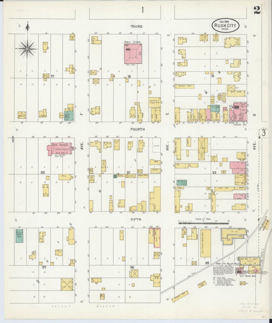 Sanborn Fire Insurance Map from Rush City, Chisago County, Minnesota (1904), Sheet #0002 - Historic Sanborn Fire Insurance Map Print, vintage old map wall art, antique decor, genealogy gift, Minnesota Minnesota map