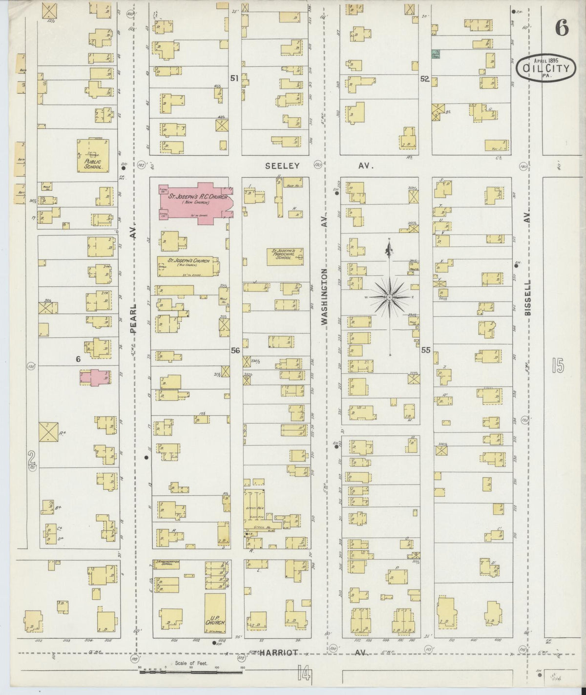 Sanborn Fire Insurance Map from Oil City, Venango County, Pennsylvania (1895), Sheet #0006 - Historic Sanborn Fire Insurance Map Print, vintage old map wall art, antique decor, genealogy gift, Pennsylvania Pennsylvania map