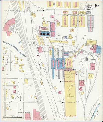 Sanborn Fire Insurance Map from Peru, La Salle County, Illinois (1916), Sheet #0010 - Complete Map Set gallery image, historic Sanborn map, vintage wall art, Illinois Illinois