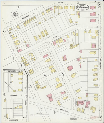 Sanborn Fire Insurance Map from New Brunswick, Middlesex County, New Jersey (1897), Sheet #0005 - Complete Map Set gallery image, historic Sanborn map, vintage wall art, New Jersey New Jersey