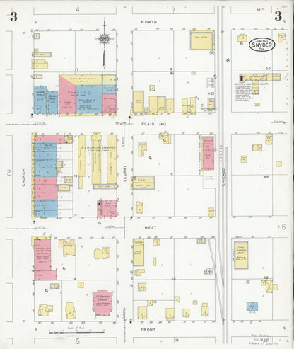 Sanborn Fire Insurance Map from Snyder, Scurry County, Texas (1927), Sheet #0003 - Historic Sanborn Fire Insurance Map Print, vintage old map wall art, antique decor, genealogy gift, Texas Texas map