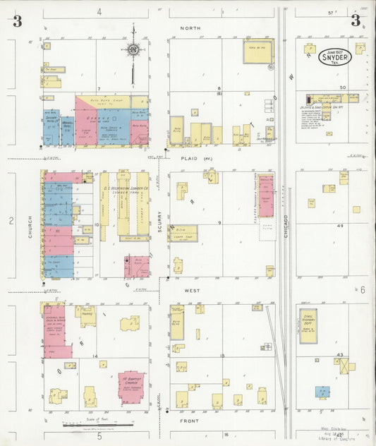 Sanborn Fire Insurance Map from Snyder, Scurry County, Texas (1927), Sheet #0003 - Historic Sanborn Fire Insurance Map Print, vintage old map wall art, antique decor, genealogy gift, Texas Texas map