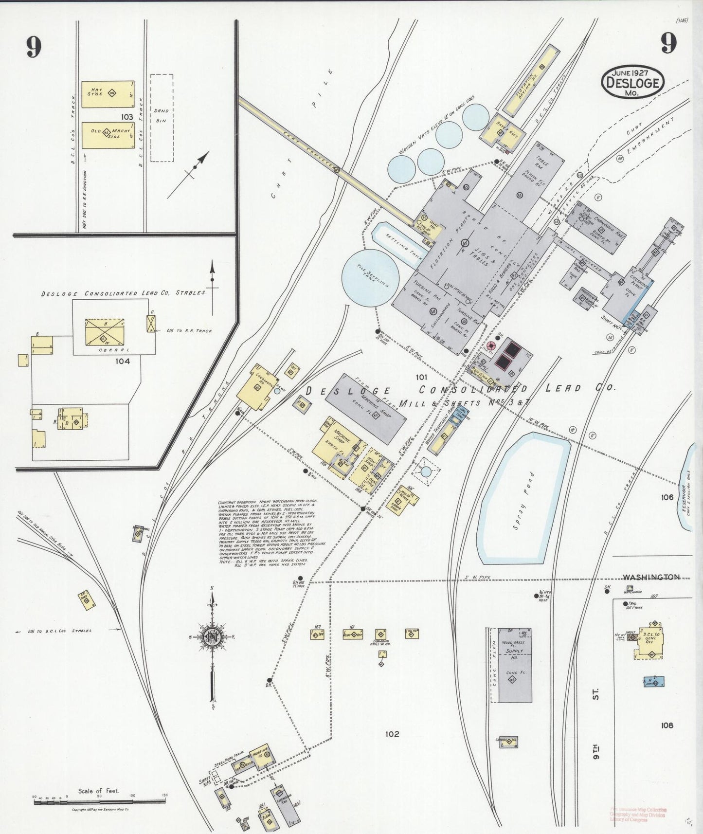 Sanborn Fire Insurance Map from Desloge, Saint Francois County, Missouri (1927), Sheet #0009 - Complete Map Set gallery image, historic Sanborn map, vintage wall art, Missouri Missouri