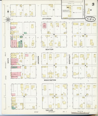 Sanborn Fire Insurance Map from Albia, Monroe County, Iowa (1891), Sheet #0003 - Historic Sanborn Fire Insurance Map Print