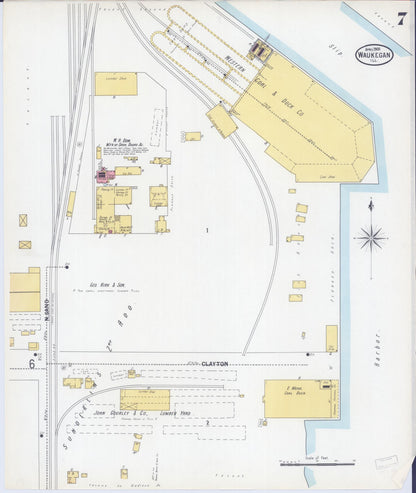 Sanborn Fire Insurance Map from Waukegan, Lake County, Illinois (1900), Sheet #0007 - Complete Map Set gallery image, historic Sanborn map, vintage wall art, Illinois Illinois
